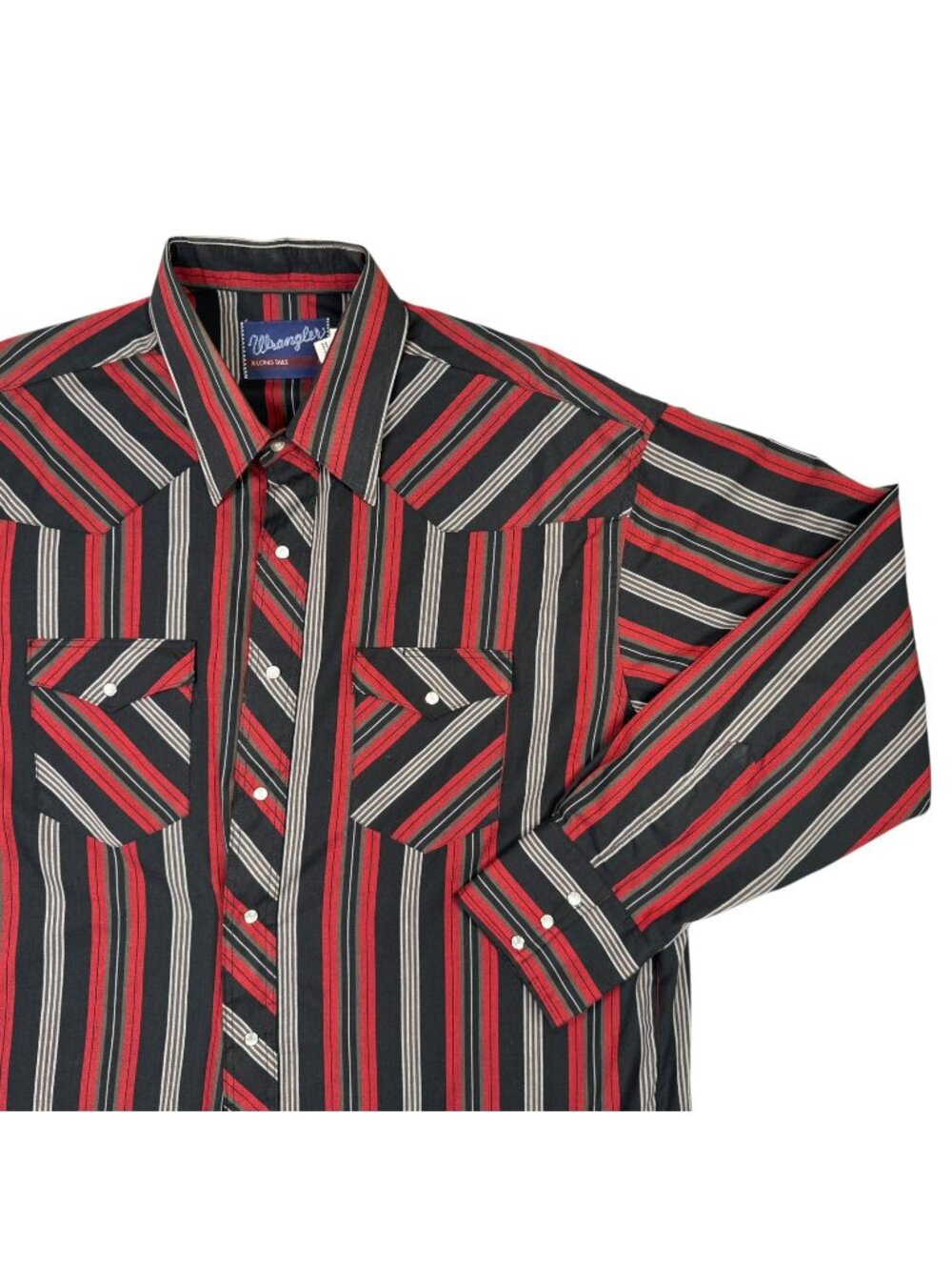 Wrangler Western Shirt Mens 17.5-35 X-Long Tails Red Black Pearl Snap Cowboy